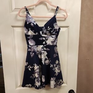 Floral Navy and White Dress